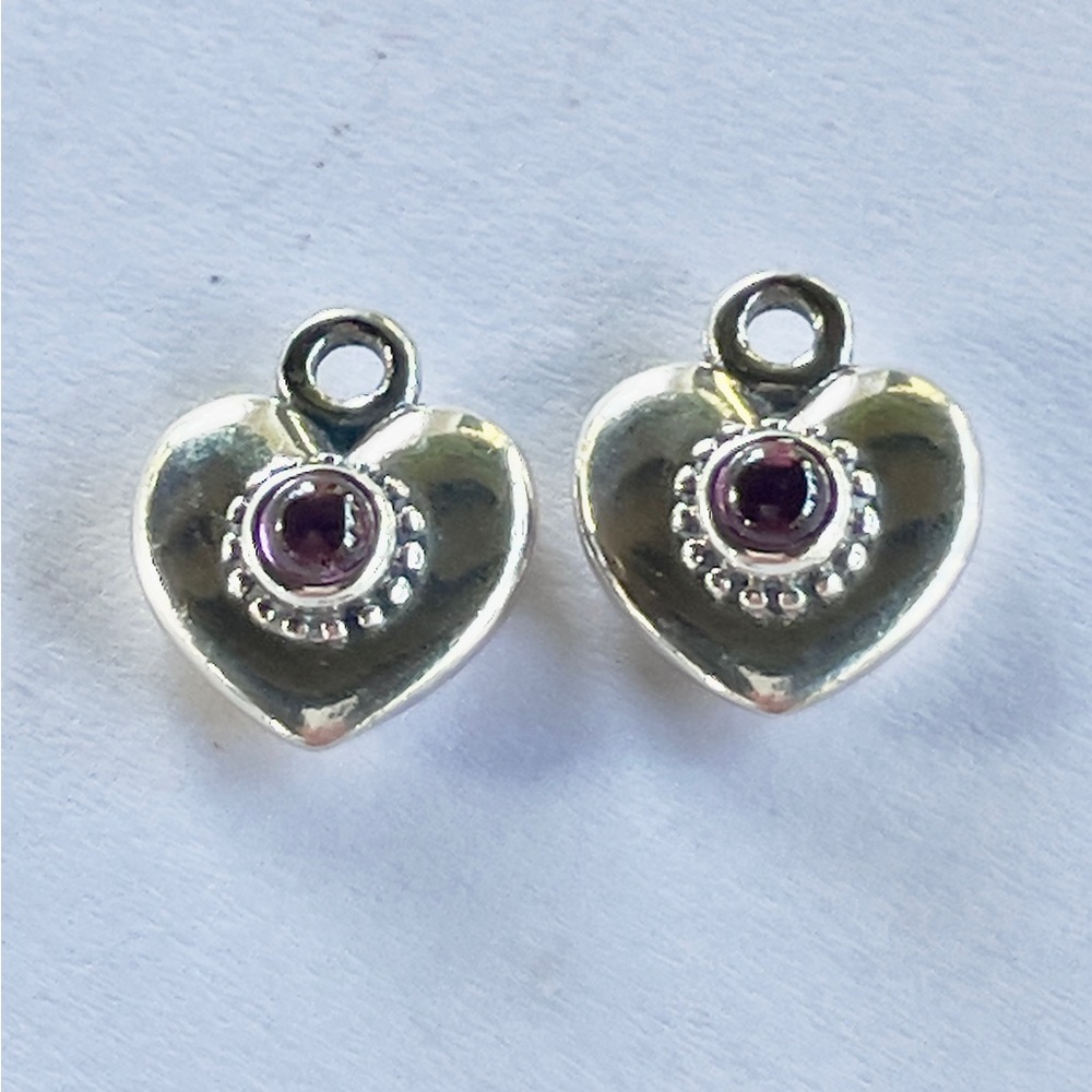 Pandora Rhodolite Heart Compose Earrings 925 Ale